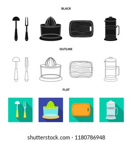 Isolated object of kitchen and cook symbol. Set of kitchen and appliance stock vector illustration.
