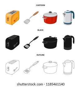 Isolated object of kitchen and cook symbol. Collection of kitchen and appliance stock vector illustration.