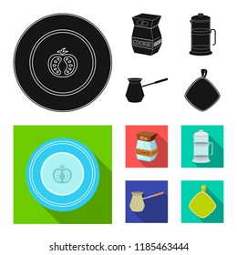 Isolated object of kitchen and cook symbol. Collection of kitchen and appliance stock vector illustration.