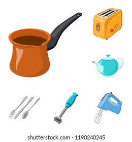 Isolated object of kitchen and cook symbol. Set of kitchen and appliance vector icon for stock.