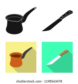Isolated object of kitchen and cook symbol. Collection of kitchen and appliance stock symbol for web.