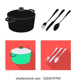 Isolated object of kitchen and cook symbol. Set of kitchen and appliance stock symbol for web.