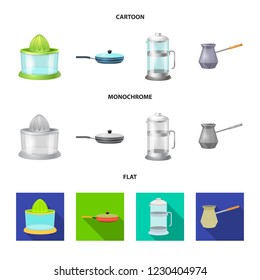 Isolated object of kitchen and cook symbol. Collection of kitchen and appliance stock vector illustration.