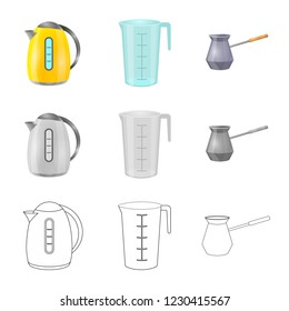 Isolated object of kitchen and cook symbol. Set of kitchen and appliance stock symbol for web.
