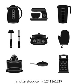 Isolated object of kitchen and cook symbol. Collection of kitchen and appliance stock vector illustration.
