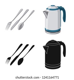 Isolated object of kitchen and cook symbol. Collection of kitchen and appliance stock symbol for web.