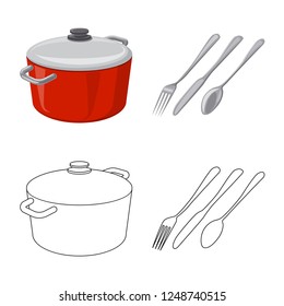 Isolated object of kitchen and cook symbol. Set of kitchen and appliance stock symbol for web.