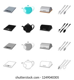 Isolated object of kitchen and cook symbol. Collection of kitchen and appliance vector icon for stock.