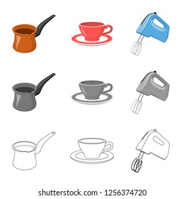 Isolated object of kitchen and cook symbol. Set of kitchen and appliance stock vector illustration.