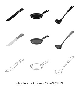 Isolated object of kitchen and cook symbol. Set of kitchen and appliance stock vector illustration.