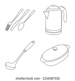 Isolated object of kitchen and cook symbol. Collection of kitchen and appliance stock symbol for web.
