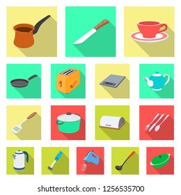 Isolated object of kitchen and cook symbol. Collection of kitchen and appliance stock vector illustration.