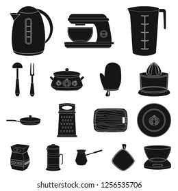 Isolated object of kitchen and cook symbol. Set of kitchen and appliance stock vector illustration.