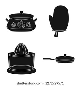 Isolated object of kitchen and cook symbol. Collection of kitchen and appliance stock vector illustration.