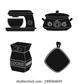 Isolated object of kitchen and cook symbol. Set of kitchen and appliance vector icon for stock.