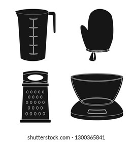 Isolated object of kitchen and cook symbol. Collection of kitchen and appliance stock vector illustration.