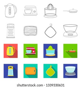 Isolated object of kitchen and cook symbol. Collection of kitchen and appliance stock vector illustration.