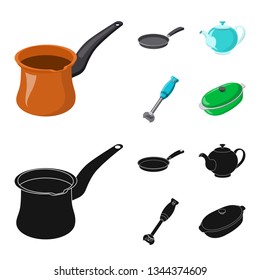 Isolated object of kitchen and cook symbol. Collection of kitchen and appliance stock vector illustration.