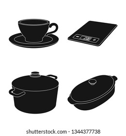Isolated object of kitchen and cook symbol. Set of kitchen and appliance stock vector illustration.