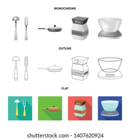 Isolated object of kitchen and cook symbol. Set of kitchen and appliance stock vector illustration.