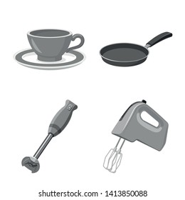 Isolated object of kitchen and cook symbol. Collection of kitchen and appliance stock symbol for web.