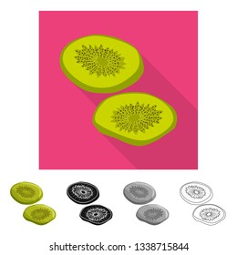 Isolated object of kiwi  and dry logo. Collection of kiwi  and cut  stock vector illustration.