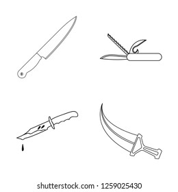 Isolated object of knife and cut icon. Collection of knife and flat vector icon for stock.