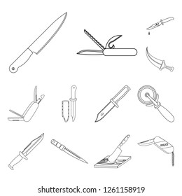 Isolated object of knife and cut icon. Set of knife and flat vector icon for stock.