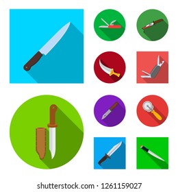 Isolated object of knife and cut icon. Set of knife and flat stock symbol for web.
