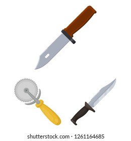 Isolated object of knife and cut icon. Set of knife and flat vector icon for stock.