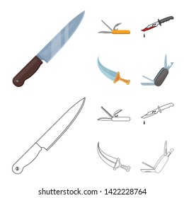 Isolated object of knife and cut icon. Set of knife and flat stock vector illustration.