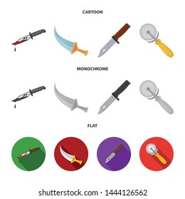 Isolated object of knife and cut icon. Set of knife and flat vector icon for stock.