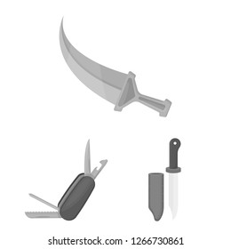 Isolated object of knife and cut sign. Collection of knife and flat vector icon for stock.