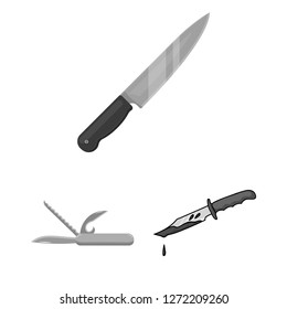 Isolated object of knife and cut sign. Set of knife and flat vector icon for stock.