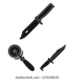 Isolated object of knife and cut sign. Collection of knife and flat vector icon for stock.