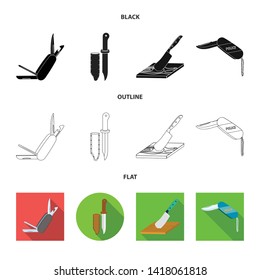 Isolated object of knife and cut sign. Set of knife and flat vector icon for stock.