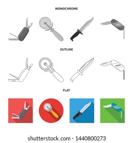 Isolated object of knife and cut sign. Set of knife and flat vector icon for stock.