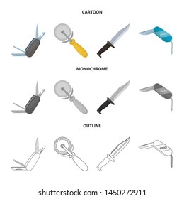 Isolated object of knife and cut sign. Collection of knife and flat vector icon for stock.