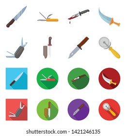 Isolated object of knife and cut symbol. Set of knife and flat stock vector illustration.