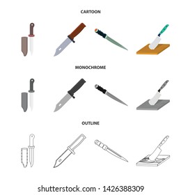 Isolated object of knife and cut symbol. Set of knife and flat vector icon for stock.