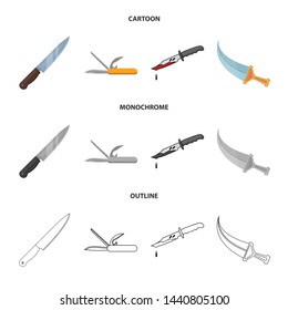 Isolated object of knife and cut symbol. Collection of knife and flat vector icon for stock.