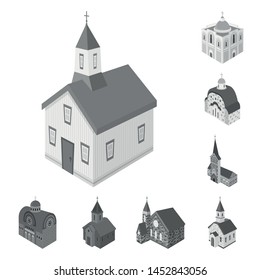 Isolated object of landmark and clergy symbol. Collection of landmark and religion stock symbol for web.