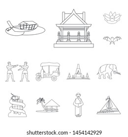 Isolated object of landmark and culture icon. Collection of landmark and tourism stock vector illustration.