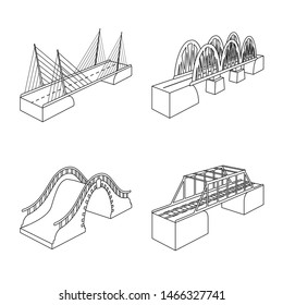 Isolated object of landmark and structure icon. Collection of landmark and crossing stock vector illustration.
