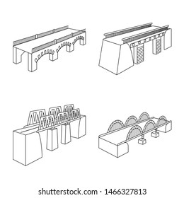 Isolated object of landmark and structure icon. Collection of landmark and crossing stock vector illustration.