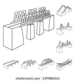 Isolated object of landmark and structure  sign. Collection of landmark and crossing vector icon for stock.