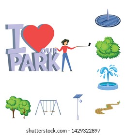 Isolated object of landscape and park logo. Collection of landscape and nature stock vector illustration.