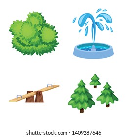 Isolated object of landscape and park sign. Set of landscape and nature stock symbol for web.