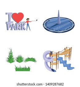 Isolated object of landscape and park sign. Set of landscape and nature stock symbol for web.