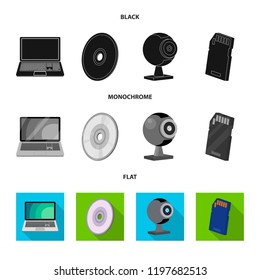 Isolated object of laptop and device icon. Collection of laptop and server stock symbol for web.